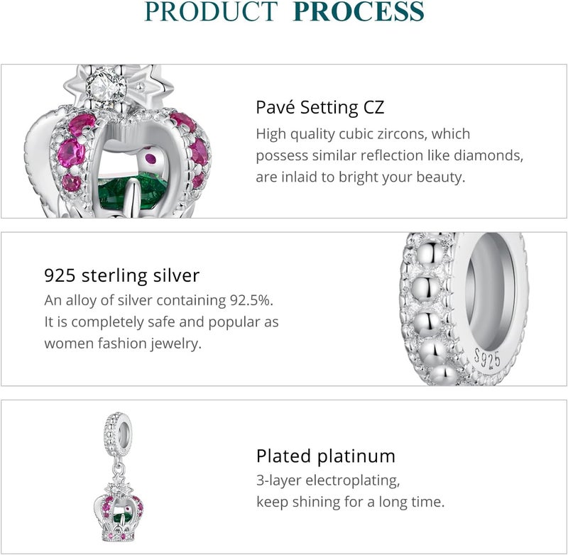 VOROCO Store Coffee Moon Star Dream Catcher Charms for Bracelet 925 Sterling Silver Dangle & Beads Charm for Charm Bracelet and Necklace DIY Charm Jewelry Gifts for Women - Image 3